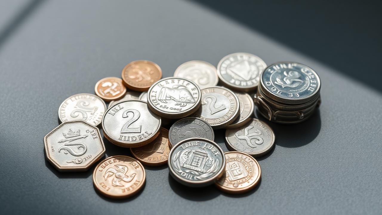 Zilveren munten met verschillende markeringen